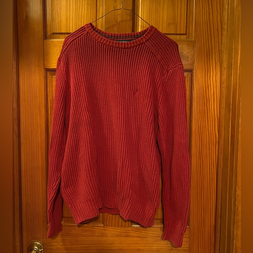 Nautica red sweater mens size Large